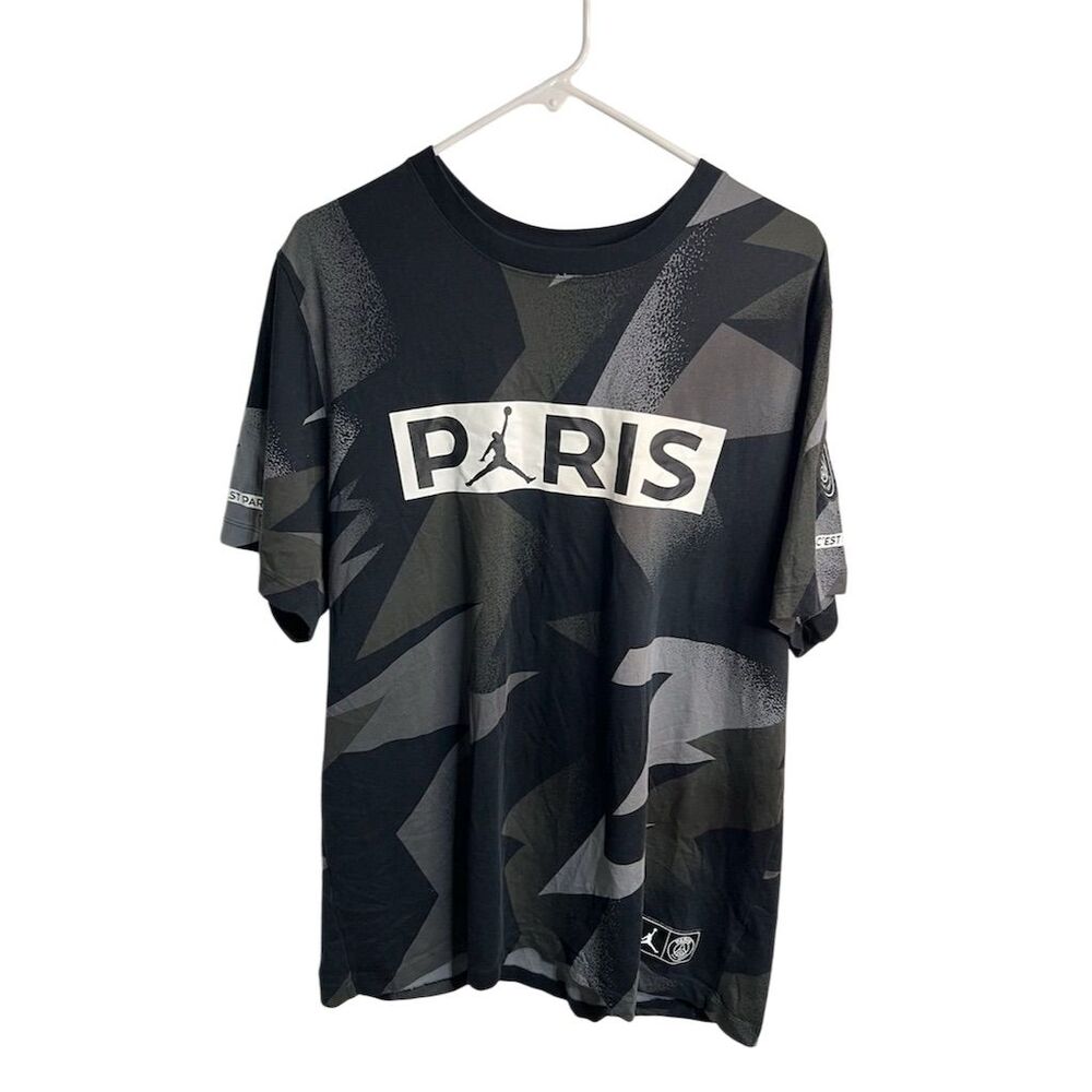 Nike Air Jordan PSG Men's XL Black Camo T-Shirt Short Sleeve Casual Standard